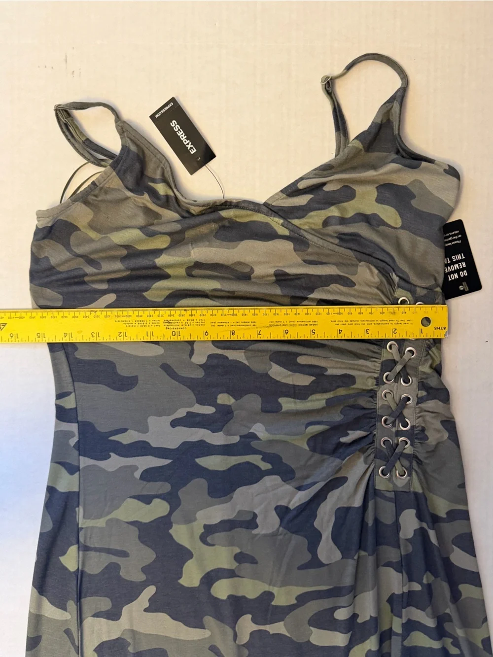 Express Camouflage Ruched Side Maxi Dress NWT Sz-S. B2 - Picture 9 of 11